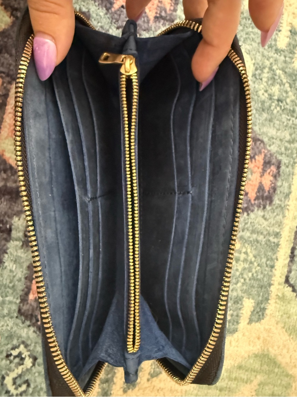 Portland Leather Goods Navy Zip-Around Leather Wallet - Picture 3 of 4